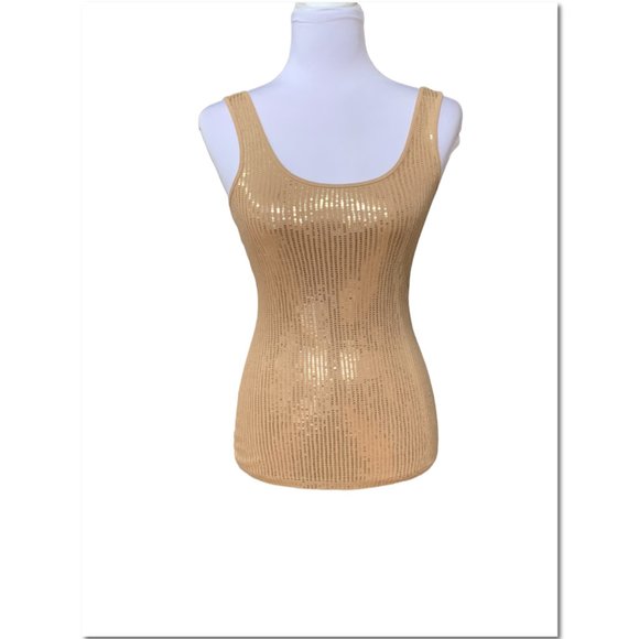 Express Sequin Tank Top Gold/Tan Size XS New - Picture 2 of 4